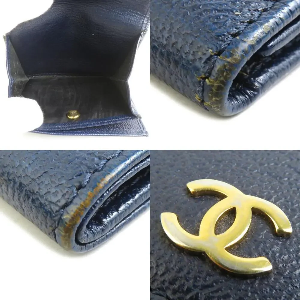 CHANEL Authentic Blue Leather Wallet